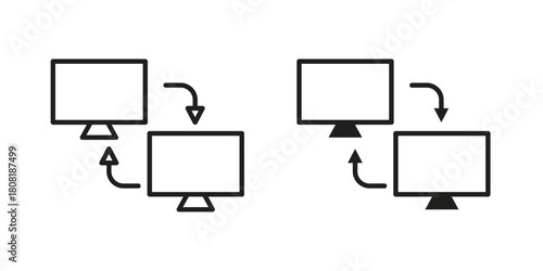PC data transfer icon symbols. app and web UI solid and line icon, EPS10