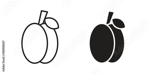 Plum icon symbols. app and web UI solid and line icon, EPS10