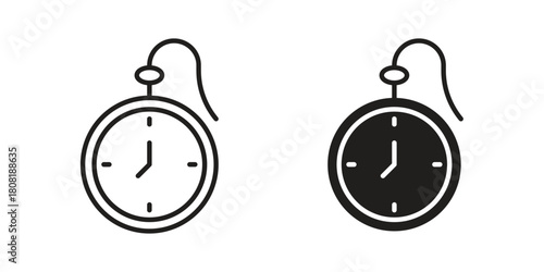 Pocket watch icon symbols. app and web UI solid and line icon, EPS10