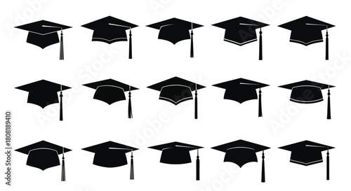 Collection of graduation caps in various styles