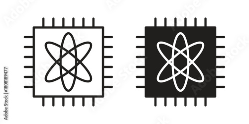 Quantum computing icon symbols. app and web UI solid and line icon, EPS10