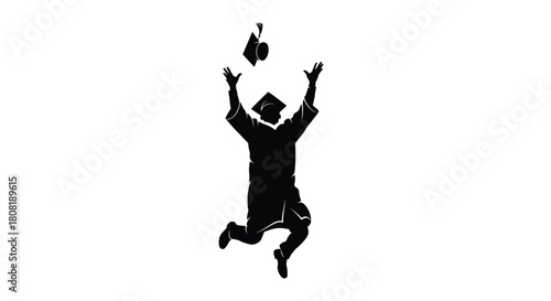 Graduate jumping and throwing cap