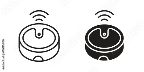 Robot vacuum cleaner icon symbols. app and web UI solid and line icon, EPS10