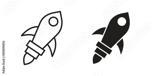 Rocket icon symbols. app and web UI solid and line icon, EPS10