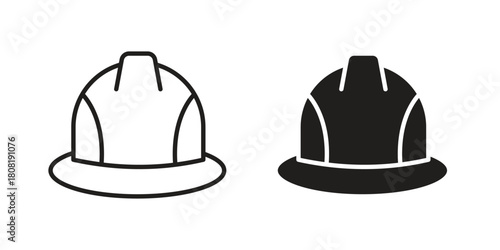 Safety helmet icon symbols. app and web UI solid and line icon, EPS10