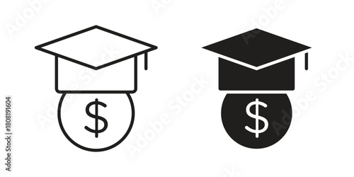 Scholarship icon symbols. app and web UI solid and line icon, EPS10