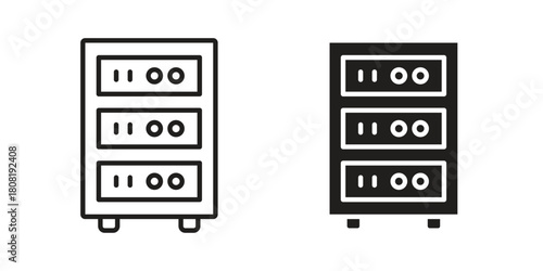 Server rack icon symbols. app and web UI solid and line icon, EPS10