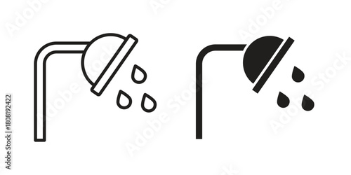 Shower place icon symbols. app and web UI solid and line icon, EPS10