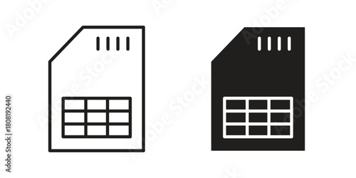 Sim icon symbols. app and web UI solid and line icon, EPS10