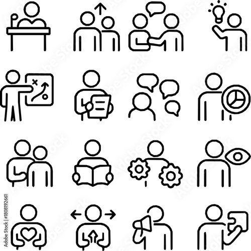 Social Role Archetypes — 16 Precision Monoline Icons