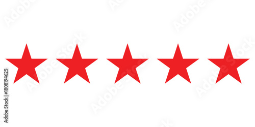 
simple red five star vector art.