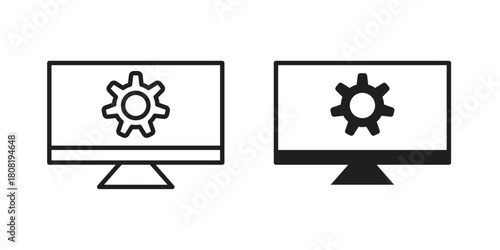 System icon symbols. app and web UI solid and line icon, EPS10