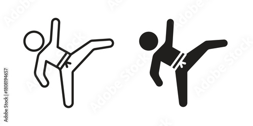 Taekwondo icon symbols. app and web UI solid and line icon, EPS10