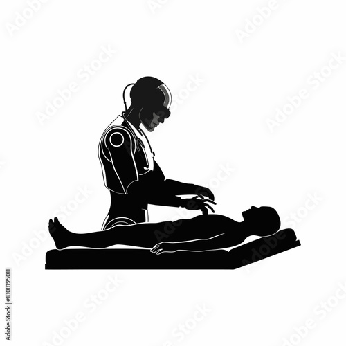 Robot Doctor Performing Examination on Human Patient