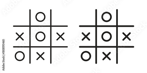 Tic tac toe icon symbols. app and web UI solid and line icon, EPS10