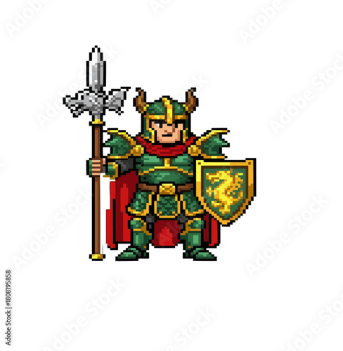 pixel art dragonwatch spearman defending skies above kingdom