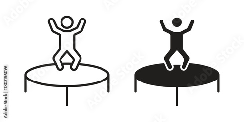 Trampolining icon symbols. app and web UI solid and line icon, EPS10