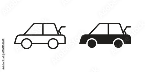 Trunk open icon symbols. app and web UI solid and line icon, EPS10