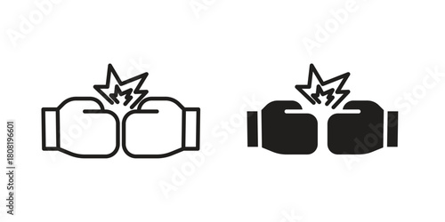 Two boxing gloves icon symbols. app and web UI solid and line icon, EPS10
