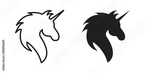 Unicorn icon symbols. app and web UI solid and line icon, EPS10
