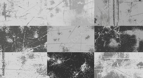 Abstract grunge background collection, a set of nine various gray textures