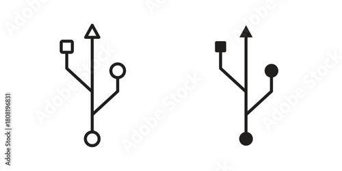 USB connection icon symbols. app and web UI solid and line icon, EPS10