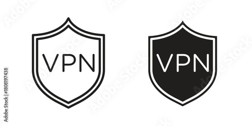 Vpn icon symbols. app and web UI solid and line icon, EPS10