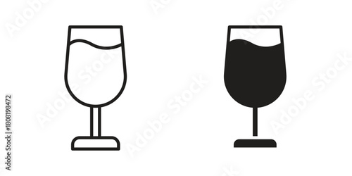 Wine glass icon symbols. app and web UI solid and line icon, EPS10