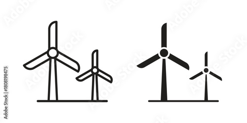 Wind turbine icon symbols. app and web UI solid and line icon, EPS10