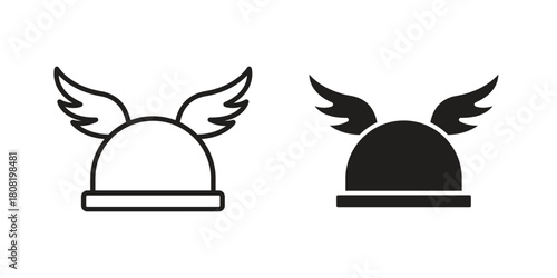 Winged viking helmet icon symbols. app and web UI solid and line icon, EPS10