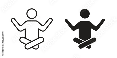 Yoga posture icon symbols. app and web UI solid and line icon, EPS10