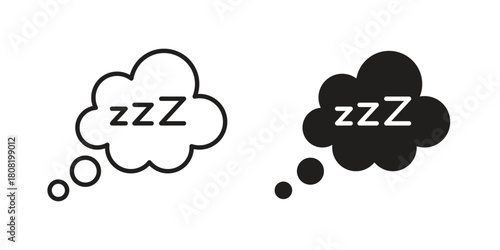 Zzz icon symbols. app and web UI solid and line icon, EPS10
