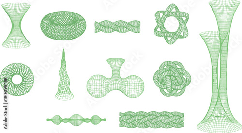 Geometric Wireframe Objects Intriguing 3D Shapes