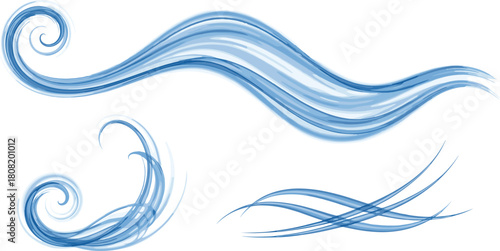 Abstract blue wave patterns and elegant flowing lines convey fluidity and dynamic motion, ideal for graphic design projects seeking a fresh, ethereal touch with a modern aesthetic