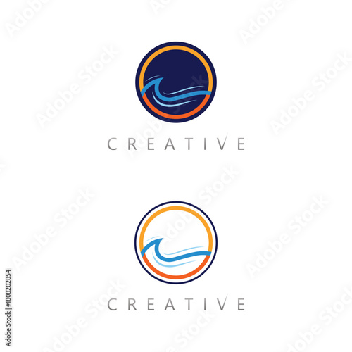 Beach horizon coconut tree silhouette vector design for adventure holiday marketing