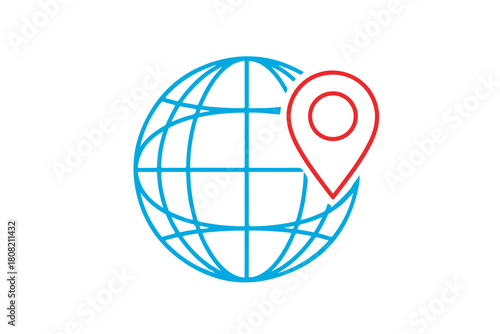 Globe network icon with multiple location pins symbol icon vector art 