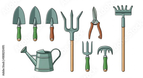 Garden Tools with Young Seedlings – Agriculture Concept