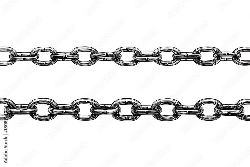 Fototapeta premium Shiny Silver Chain Detail on Transparent Backdrop Highlighting Metallic Texture and Interlocking Links for Design Elements, PNG