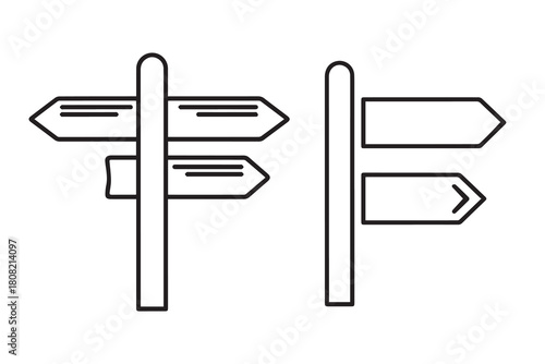 Travel navigation symbol signpost icon with 2,3 directional arrows vector art