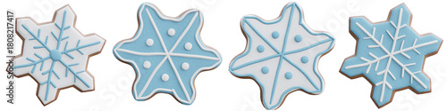 Snowflake Cookie Icing on transparent background 3d rendering png