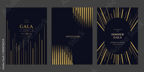 Elegant Dinner Gala Cards December 2027  Abstract Gold Pattern