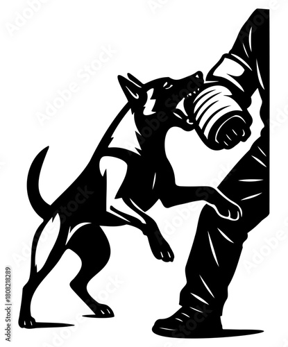 Police dog biting training sleeve illustration