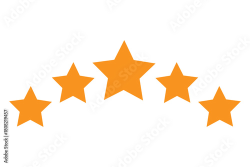 5 yellow rounded stars. 5 golden star vector icon