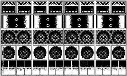 レゲエサウンドシステムスピーカーセットのグランジベクター背景
