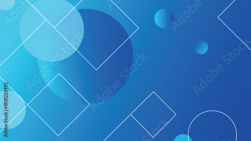 Abstract blue background featuring overlapping circles and geometric diamond shapes