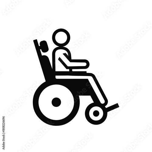 Icon of a person in a wheelchair representing accessibility and mobility for disabled individuals