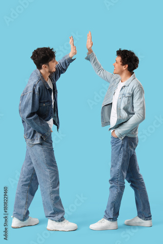 Young brothers in denim jac...