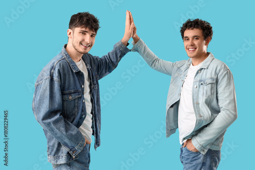 Young brothers in denim jac...