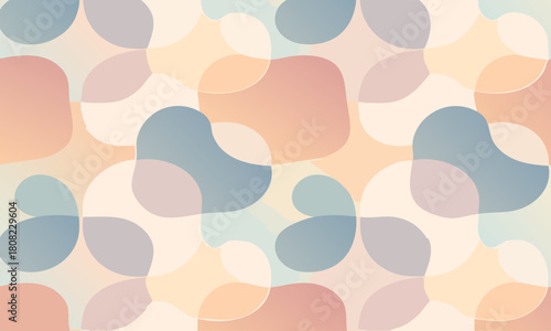 Seamless Abstract Interlocking Shapes Pattern, Soft Pastel Fluid Mosaic Vector Background
