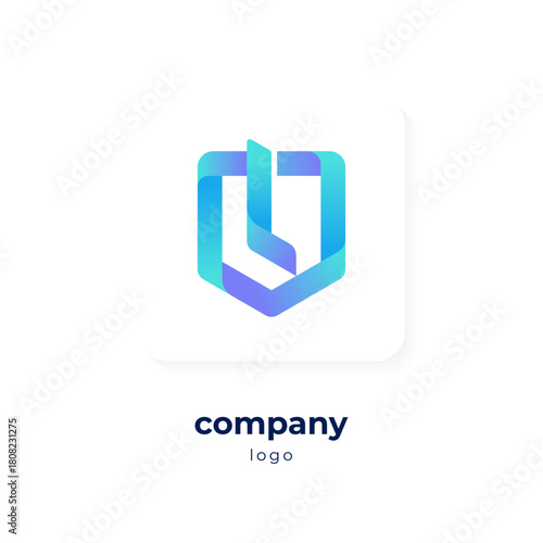 modern blue gradient shield logo